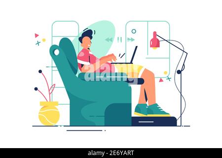 Guy in comfortable chair Stock Vector