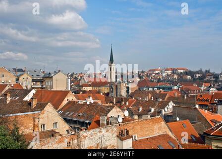 Zagreb: Panoramic view from St. Mark's Square. Croatia Stock Photo