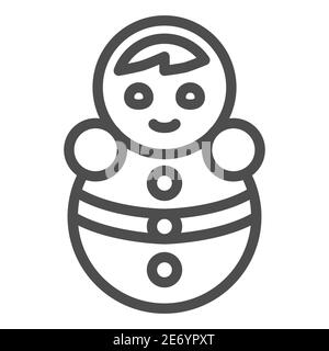 Tumbler doll line icon, Kids toys concept, roly poly toy sign on white background, doll balance icon in outline style for mobile concept and web Stock Vector