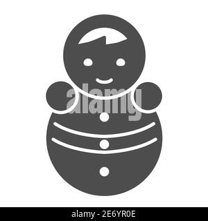 Tumbler doll solid icon, Kids toys concept, roly poly toy sign on white background, doll balance icon in glyph style for mobile concept and web design Stock Vector