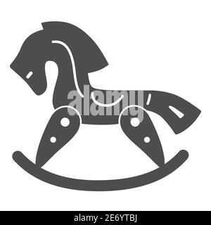Horse toy solid icon, Kids toys concept, Wooden chair rocking horse sign on white background, baby horse toy icon in glyph style for mobile concept Stock Vector
