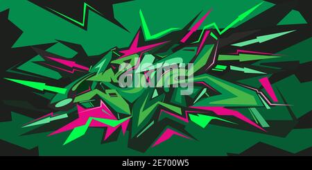 Green Abstract Word Lets Graffiti Style Font Lettering Vector Illustration Art Stock Vector