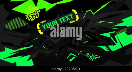 Dark Black And Neon Abstract Graffiti Style Background Vector Illustration Art Stock Vector