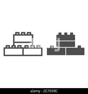 Constructor line and solid icon, Kids toys concept, Building kit sign on white background, Plastic building blocks icon in outline style for mobile Stock Vector