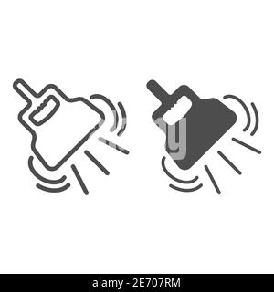 Camping spatula for inflating coals line and solid icon, picnic concept, Ignition campfire accessories sign on white background, Charcoal plastic Stock Vector