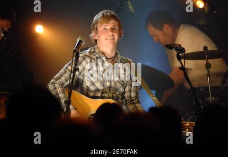 French singer and Star Academy 3 contestant, Patxi, performs live on stage with his band at the Olympia Hall in Paris, France, on January 4, 2007. Photo by Christophe Guibbaud/ABACAPRESS.COM Stock Photo
