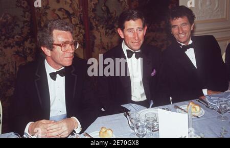 Britain's Prince Charles attends a dinner with Jack Lang and Pierre Joxe during his official visit in Paris, France, on March 2, 1992. Photo by Patrick Durand/ABACAPRESS.COM