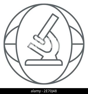 Microscope thin line icon, science concept, Biochemistry and microbiology equipment sign on white background, laboratory microscope icon in outline Stock Vector