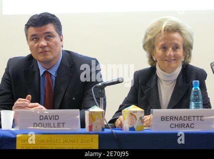 France's First Lady Bernadette Chirac and David Douillet launch the new 'Operation Pieces Jaunes' during a press conference held at the Necker Hospital in Paris, France, on January 09, 2007. Photo by Christophe Guibbaud/ABACAPRESS.COM Stock Photo