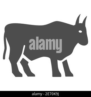 Bull solid icon, Farm animals concept, cattle sign on white background, Bull silhouette icon in glyph style for mobile concept and web design. Vector Stock Vector