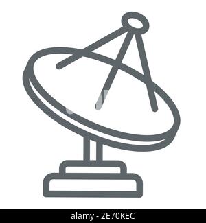 Radio telescope line icon, space concept, satellite dish sign on white background, Satellite antenna icon in outline style for mobile concept and web Stock Vector