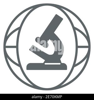 Microscope solid icon, science concept, Biochemistry and microbiology equipment sign on white background, laboratory microscope icon in glyph style Stock Vector