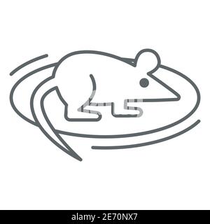 Rat for experiments thin line icon, science concept, Experimental mouse sign on white background, Laboratory mouse icon in outline style for mobile Stock Vector