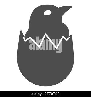 Chicken in shell solid icon, Farm birds concept, little chick in cracked egg sign on white background, newborn chicken in broken eggshell icon in Stock Vector