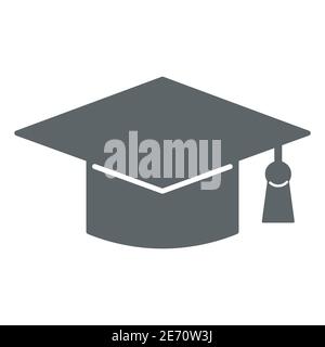 Academic cap solid icon, education concept, Student graduation hat sign on white background, Graduation cap icon in glyph style for mobile concept and Stock Vector