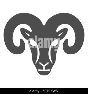 Ram solid icon, Farm animals concept, sheep sign on white background, silhouette of ram icon in glyph style for mobile concept and web design. Vector Stock Vector