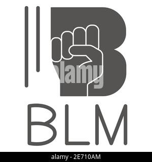 Black lives matter with raised fist solid icon, Black lives matter concept, No violence against blacks sign on white background, Protest poster with Stock Vector