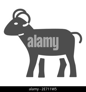 Ram solid icon, livestock concept, sheep sign on white background, silhouette of ram icon in glyph style for mobile concept and web design. Vector Stock Vector