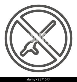 No baton symbol line icon, Black lives matter concept, beat and violence prohibition sign on white background, stop police brutality and physical Stock Vector
