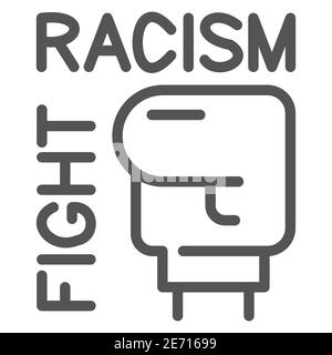 Fight against racism symbol line icon, Black lives matter concept, Hand in boxing glove sign on white background, raised up fist no racism icon in Stock Vector