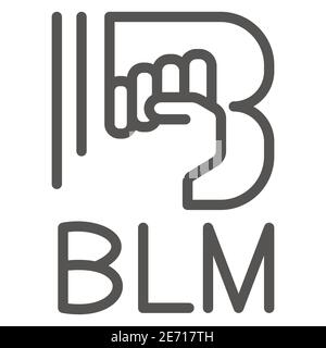 Black lives matter with raised fist line icon, Black lives matter concept, No violence against blacks sign on white background, Protest poster with Stock Vector