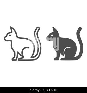 Cat line and solid icon, pets concept, kitten sign on white background,  sitting cat silhouette icon in outline style for mobile concept and web  design Stock Vector Image & Art - Alamy