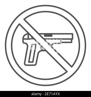 No firearms thin line icon, Black lives matter concept, No firearms or weapons warning sign on white background, Circle no gun prohibited sign in Stock Vector