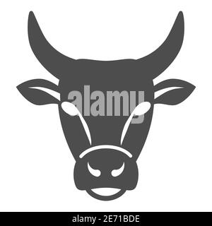 Bull Head solid icon, Farm animals concept, cattle sign on white background, Bull Head silhouette icon in glyph style for mobile concept and web Stock Vector