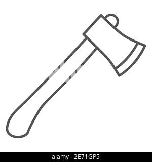 Ax thin line icon, Garden and gardening concept, workhouse equipment sign on white background, Axe symbol in outline style for mobile concept and web Stock Vector
