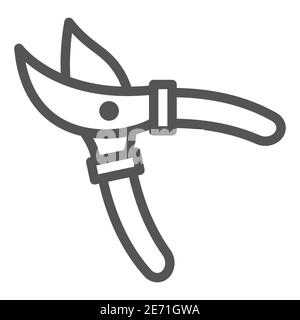 Garden shears line icon, Garden and gardening concept, Secateurs sign on white background, gardening scissors icon in outline style for mobile concept Stock Vector
