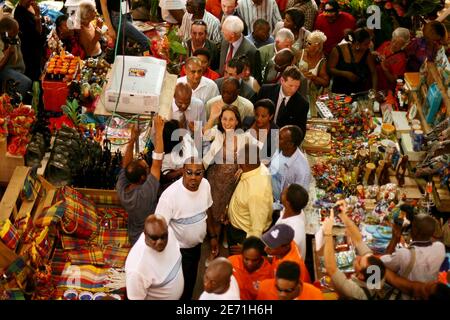 French Socialist Presidential candidate Segolene Royal waves the crowd at the market of Fort de France in the French Caribbean territory of Martinique January 26, 2007. Photo by Axelle de Russe/ABACAPRESS.COM Stock Photo