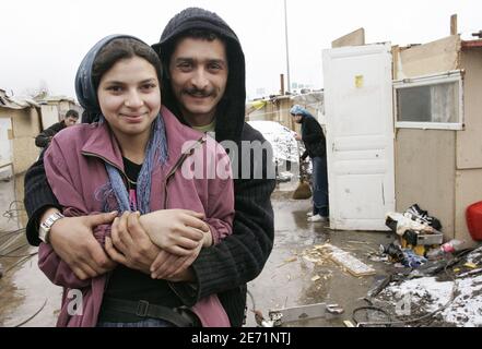 Romanian gypsy (roms) families live in new shanty towns in the northern suburb of Paris, France on January 20, 2007. Photo by Mousse/ABACAPRESS.COM Stock Photo