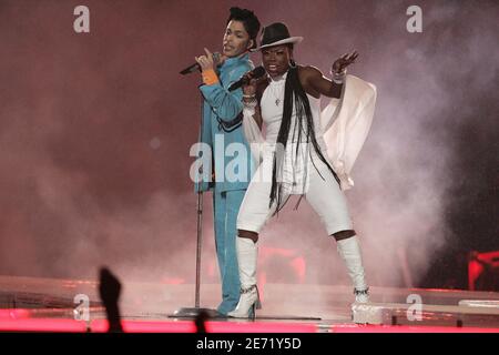 File Photo : Prince performs live during the Half-Time Show of Super Bowl  XLI played at the Dolphins Stadium in Miami, FL, USA on February 4, 2007.  The hugely popular and acclaimed