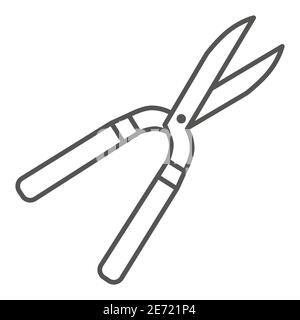 Pruner thin line icon, Garden and gardening concept, Pruning scissors sign on white background, secateurs icon in outline style for mobile concept and Stock Vector