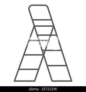 Garden stairs thin line icon, Garden and gardening concept, Stepladder sign on white background, Ladder icon in outline style for mobile concept and Stock Vector