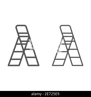 Garden stairs line and solid icon, Garden and gardening concept, Stepladder sign on white background, Ladder icon in outline style for mobile concept Stock Vector