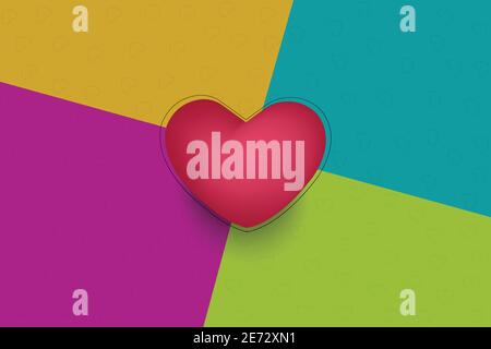 Valentines Day background with heart shaped balloons in the center. Vector illustration. Stock Vector