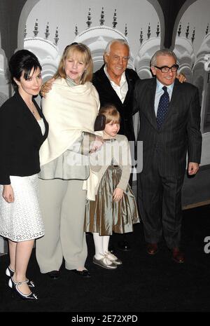 Giorgio Armani (2nd R) poses with Martin Scorsese (R) and his family at The Giorgio Armani Prive II Fashion Show, held at the Green Acres Estate in Beverly Hills, CA, USA on February 24, 2007. Photo by Graylock.com/ABACAPRESS.COM Stock Photo