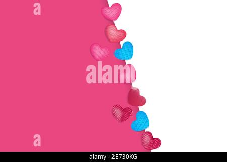 Valentines day background with white space for text and hearts elements in red background. Stock Vector