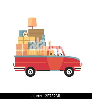 Moving Truck Service flat color vector icon Stock Vector