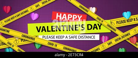 Coronavirus Covid and valentine day concept. Keep a safe distance while celebrating Valentine's Day. Stock Vector