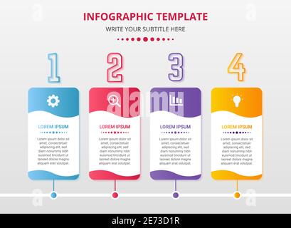 Colorful rectangle infographic steps template Stock Vector