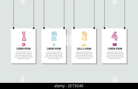 Four steps infographic hanging template Stock Vector