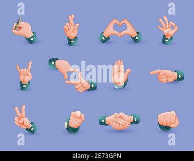 Various hand social gestures icons set useful in life internet social networks cartoon isolated vector illustration Stock Vector