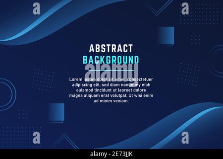 Blue geometric background with wavy shapes Stock Vector