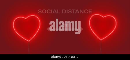 social distancing concept,lovely couple characters in love,keeping dintance Stock Vector