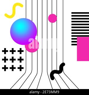 Vibrant 3d geometry and lines abstract collage. Vector design for social media and visual content, web and UI design, posters, collage, branding. Stock Vector