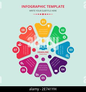 Business plan infographics template with eight options Stock Vector