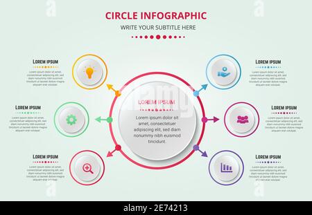 Modern circle infographic 6 options with gradient colors and business icons Stock Vector