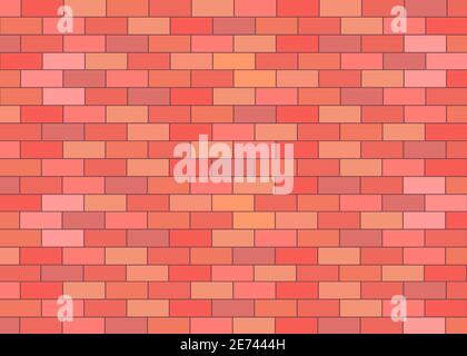 Brick wall vector background with red and orange colors Stock Vector